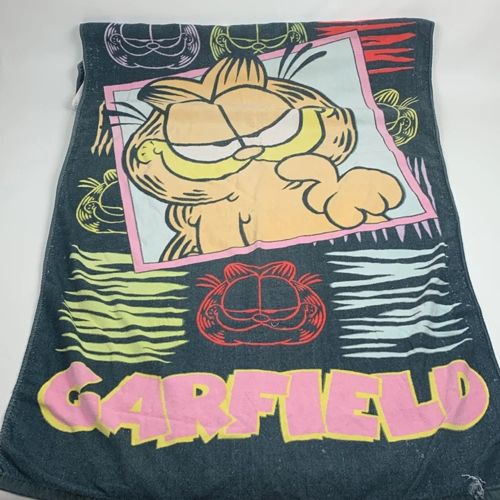 Vintage 1978 Garfield Bath Beach Towel Large Garfield graphic 100% Cotton Retro